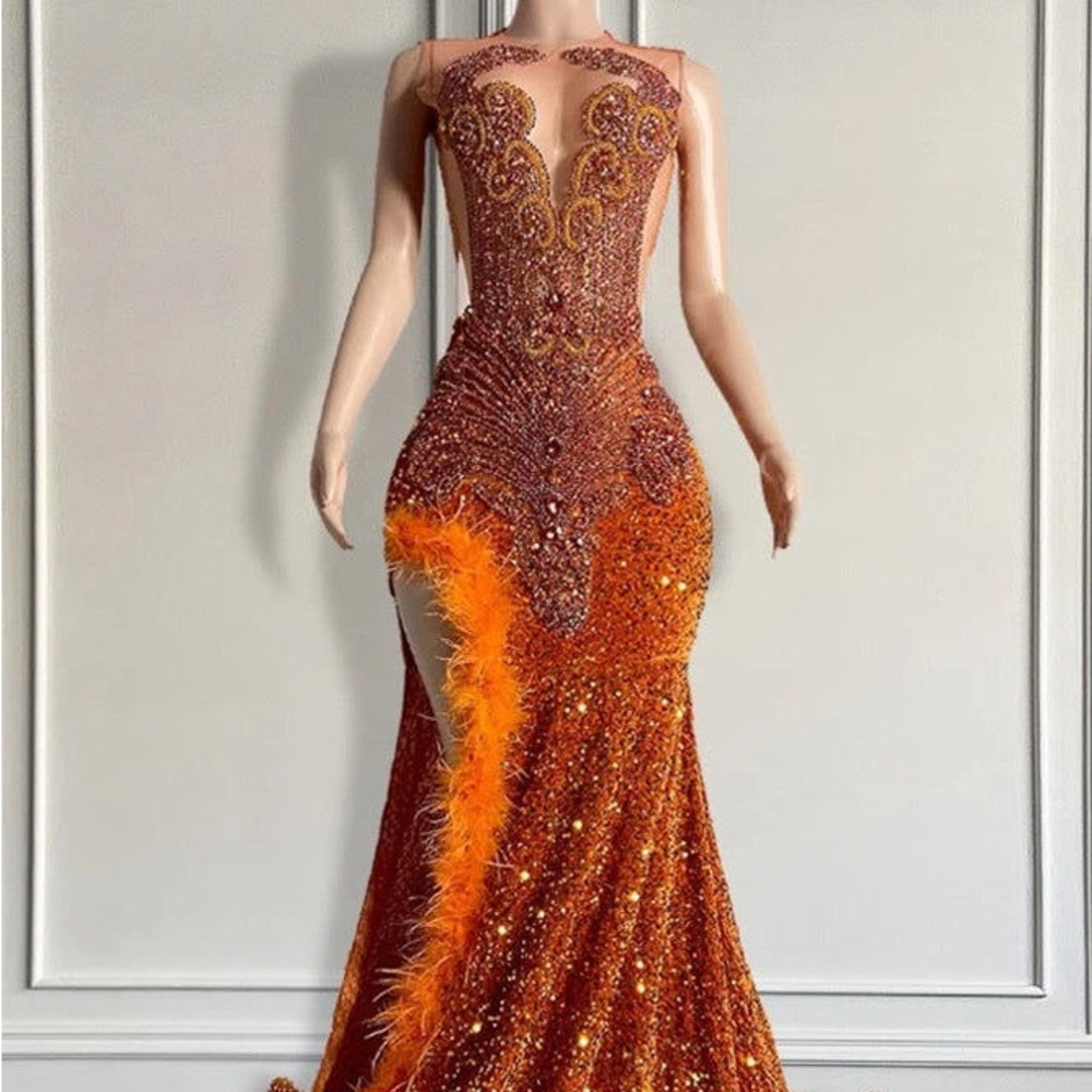 Elegant Orange Evening Gown